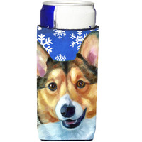 Corgi Winter Snowflakes Holiday Ultra Beverage Insulators for slim cans LH9588MUK