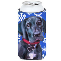 Black Great Dane Puppy Winter Snowflakes Holiday Tall Boy Beverage Insulator Hugger LH9586TBC