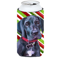 Black Great Dane Puppy Candy Cane Holiday Christmas Tall Boy Beverage Insulator Hugger LH9593TBC