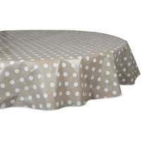 J&M Natural Polka Dot Vinyl Tablecloth 70 Round