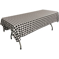 LA Linen Checkered 60 by 84-Inch Rectangular Tablecloth, White and Black