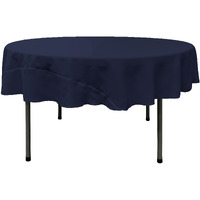 LA Linen Polyester Poplin Tablecloth 72-Inches Round, Navy Blue