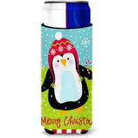 Carolines Treasures VHA3015MUK Merry Christmas Happy Penguin Michelob Ultra Koozies for Slim Cans, Multicolor