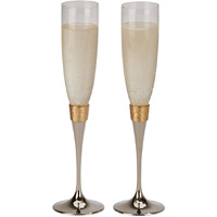 Creative Gifts International 021091 10.5 in. Hammered Banded Flutes, Pair - Gold