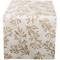 DII Metallic Holly Leaves Table Runner