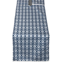 DII Blue Ikat Outdoor Table Runner With Zipper