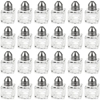 Set of 24 Mini Salt and Pepper Shakers (Glass and Stainless Steel, 0.5 oz)