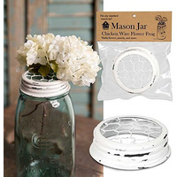 Mason Jar Chicken Wire Flower Frog Lid - White - Box of 6
