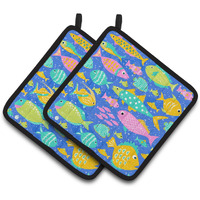 "Caroline's Treasures Little Colorful Fishes Pair of Pot Holders, Multicolor"