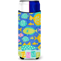 "Caroline's Treasures Little Colorful Fishes Michelob Ultra Hugger for slim cans cold-beverage-koozies, MUK, Multicolor"