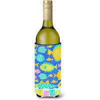"Caroline's Treasures Little Colorful Fishes Wine Bottle Insulator Hugger cold-beverage-koozies, LITERK, Multicolor"