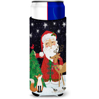 "Caroline's Treasures Santa Claus Christmas Michelob Ultra Hugger for slim cans cold-beverage-koozies, MUK, Multicolor"