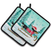 "Caroline's Treasures Merry Christmas Dachshund Pair of Pot Holders, Multicolor"