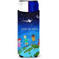 "Caroline's Treasures Peace on Earth Michelob Ultra Hugger for slim cans cold-beverage-koozies, MUK, Multicolor"