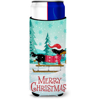 "Caroline's Treasures Merry Christmas Dachshund Michelob Ultra Hugger for slim cans cold-beverage-koozies, MUK, Multicolor"