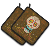 "Caroline's Treasures Day of the Dead Pair of Pot Holders, Multicolor"