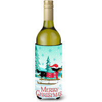 "Caroline's Treasures Merry Christmas Dachshund Wine Bottle Insulator Hugger cold-beverage-koozies, LITERK, Multicolor"
