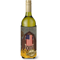"Caroline's Treasures Patriotic Barn Land of America Wine Bottle Insulator Hugger cold-beverage-koozies, LITERK, Multicolor"