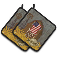 "Caroline's Treasures Patriotic Barn Land of America Pair of Pot Holders, Multicolor"