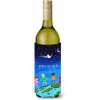 "Caroline's Treasures Peace on Earth Wine Bottle Insulator Hugger cold-beverage-koozies, LITERK, Multicolor"