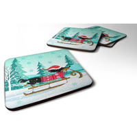 "Caroline's Treasures Merry Christmas Dachshund Foam Coaster Set of 4, 3.5x3.5, Multicolor"