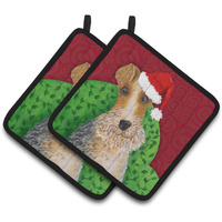 "Caroline's Treasures Wire Fox Terrier Christmas Pair of Pot Holders, Multicolor"