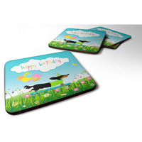 "Caroline's Treasures Happy Birthday Dachshund Foam Coaster Set of 4, 3.5x3.5, Multicolor"