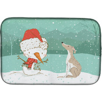 "Caroline's Treasures Whippet Snowman Christmas Dish Drying Mat, 14 x 21"