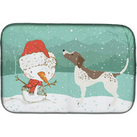 "Caroline's Treasures German Shorthair Snowman Christmas Dish Drying Mat, 14 x 21, Multicolor"