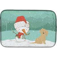 "Caroline's Treasures Brown Maltese Snowman Christmas Dish Drying Mat, 14 x 21, Multicolor"