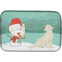 "Caroline's Treasures Yellow Labrador Snowman Christmas Dish Drying Mat, 14 x 21"