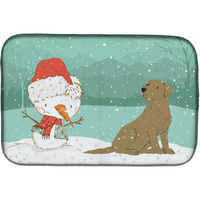 "Caroline's Treasures Chocolate Labrador Snowman Christmas Dish Drying Mat, 14 x 21, Multicolor"