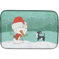 "Caroline's Treasures Black Chihuahua Snowman Christmas Dish Drying Mat, 14 x 21"