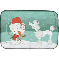 "Caroline's Treasures White Poodle Snowman Christmas Dish Drying Mat, 14 x 21"