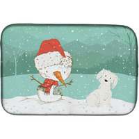 "Caroline's Treasures Maltese Snowman Christmas Dish Drying Mat, 14 x 21, Multicolor"