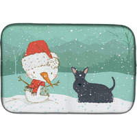 "Caroline's Treasures Scottish Terrier Snowman Christmas Dish Drying Mat, 14 x 21, Multicolor"