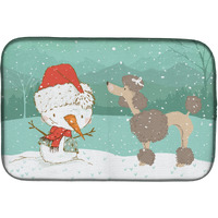 "Caroline's Treasures Chocolate Poodle Snowman Christmas Dish Drying Mat, 14 x 21"