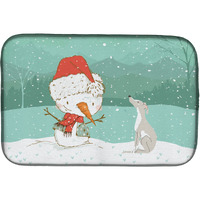 "Caroline's Treasures Italian Greyhound Snowman Christmas Dish Drying Mat, 14 x 21, Multicolor"