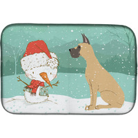 "Caroline's Treasures Cropped Fawn Dane Snowman Christmas Dish Drying Mat, 14 x 21, Multicolor"