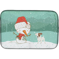 "Caroline's Treasures Jack Russell Terrier Snowman Christmas Dish Drying Mat, 14 x 21"