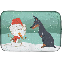 "Caroline's Treasures Doberman and Snowman Christmas Dish Drying Mat, 14 x 21, Multicolor"