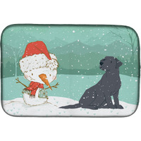 "Caroline's Treasures Black Labrador Snowman Christmas Dish Drying Mat, 14 x 21, Multicolor"