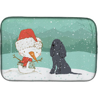 "Caroline's Treasures Black Spaniel Snowman Christmas Dish Drying Mat, 14 x 21"