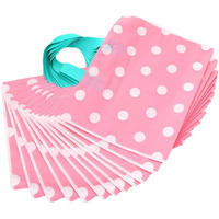 Pink Polka Dot - 48 Pieces Plastic Shopping Bags Boutique Bags Retail Tote Bag