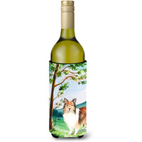 "Caroline's Treasures CK2558LITERK Under The Tree Sheltie Wine Bottle Hugger cold-beverage-koozies, 750 ml, Multicolor"