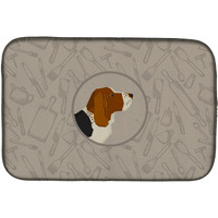 "Caroline's Treasures CK2165DDM Basset Hound in The Kitchen dish-drying-mats, 14x21, Multicolor"