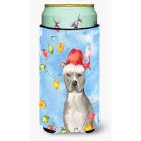 "Caroline's Treasures CK2502TBC Christmas Staffordshire Bull Terrier Tall Boy Hugger cold-beverage-koozies, Multicolor"