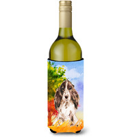 "Caroline's Treasures Fall Chocolate Parti Cocker Spaniel Wine Bottle Hugger cold-beverage-koozies, 750 ml, Multicolor"