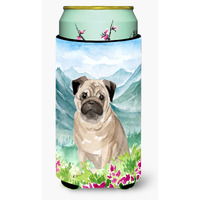 "Caroline's Treasures CK1969TBC Mountian Flowers Fawn Pug Tall Boy Hugger cold-beverage-koozies, Multicolor"