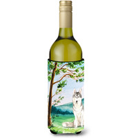 "Caroline's Treasures CK2555LITERK Under The Tree Siberian Husky Wine Bottle Hugger cold-beverage-koozies, 750 ml, Multicolor"